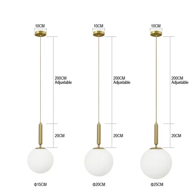 Glass Ball Pendant Light — Frosted Glow Bedside & Kitchen Island Fixture
