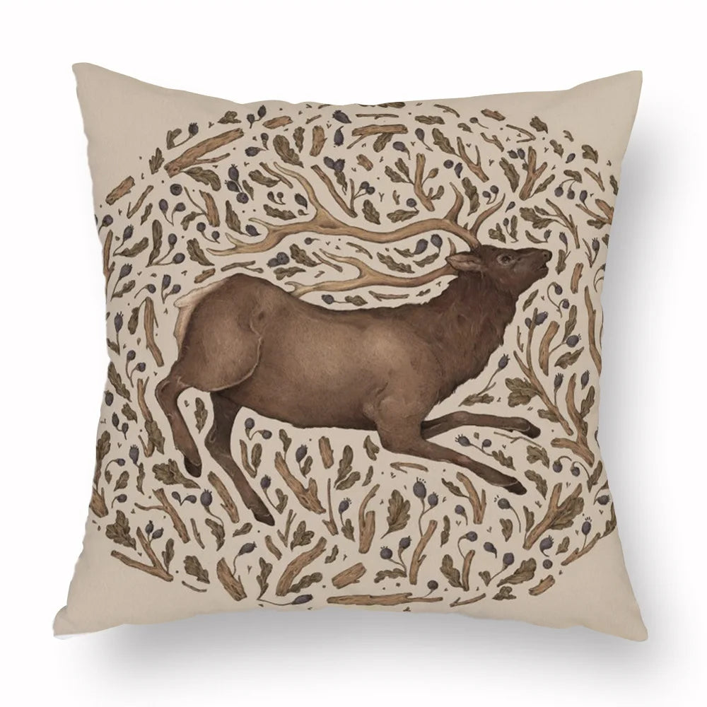 Woven Animal Print Pillow Cover — Textured Sofa & Car Cushion