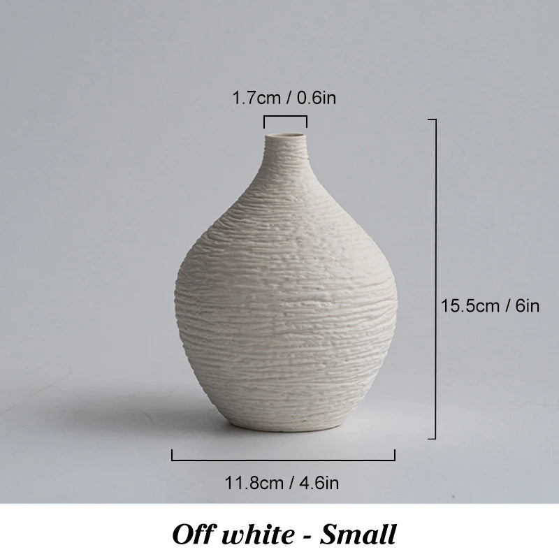 Nordic Narrow-Mouth Ceramic Vase — Luxury Desktop & Living Room Decor