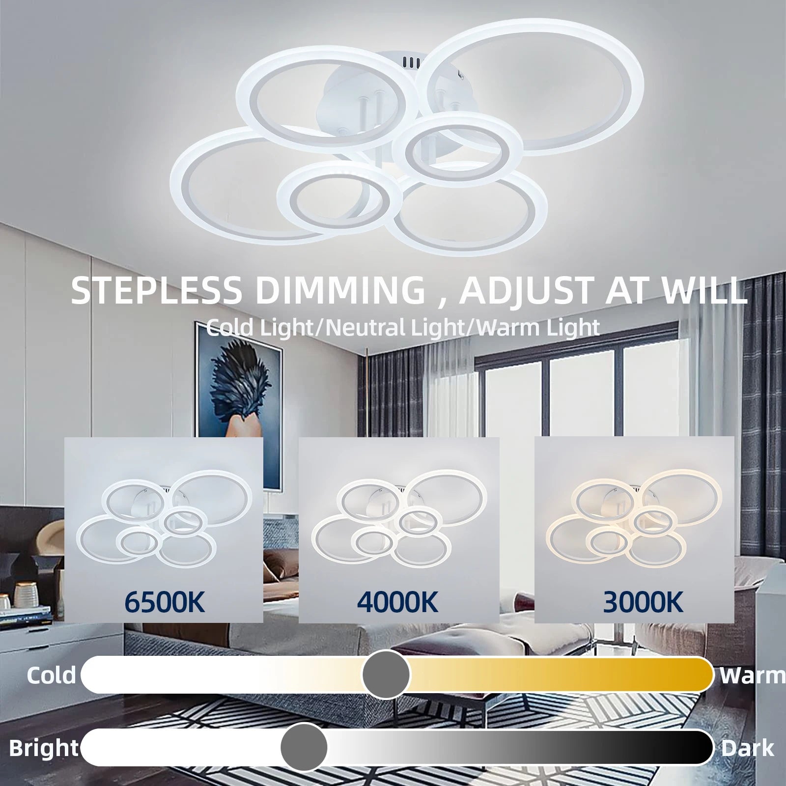 Smart Ring Ceiling Chandelier — App & Remote Controlled LED Light