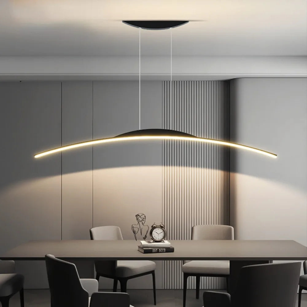 Simple Design Black Chandelier — Modern LED Ceiling Pendant for Dining & Bar