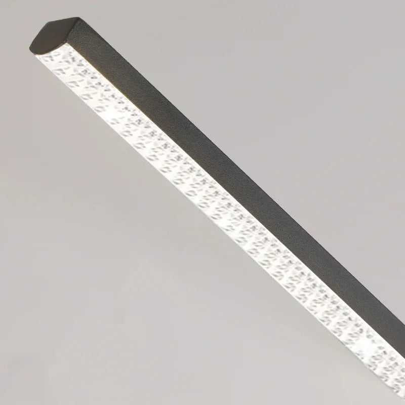Minimalist Linear Panel LED Chandelier — Textured Pendant Light for Dining & Bedroom