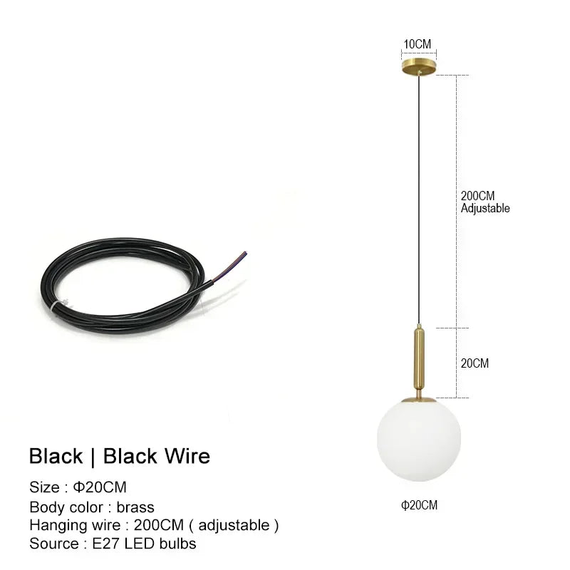 Glass Ball Pendant Light — Frosted Glow Bedside & Kitchen Island Fixture