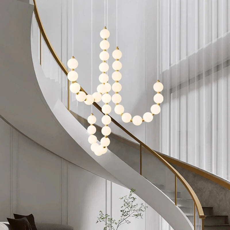 Crystal Ball Cluster Chandelier — Adjustable Villa & Restaurant Pendant Light