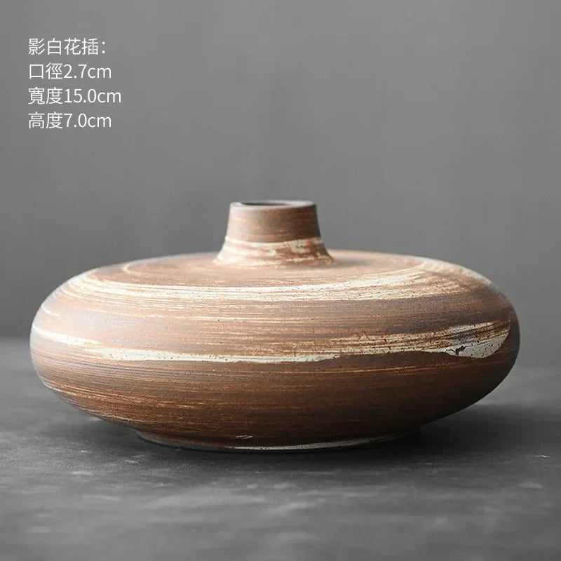 Japanese Black Terracotta Vase — Abstract Stoneware-Look Vessel