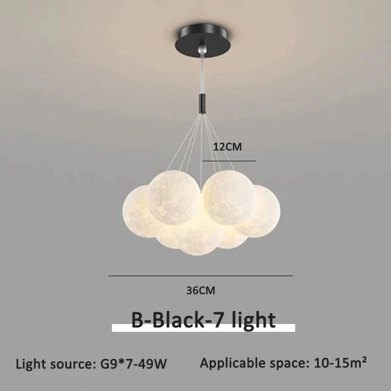 Cream Ball Cluster Chandelier — Modern Orb Pendant Ceiling Light