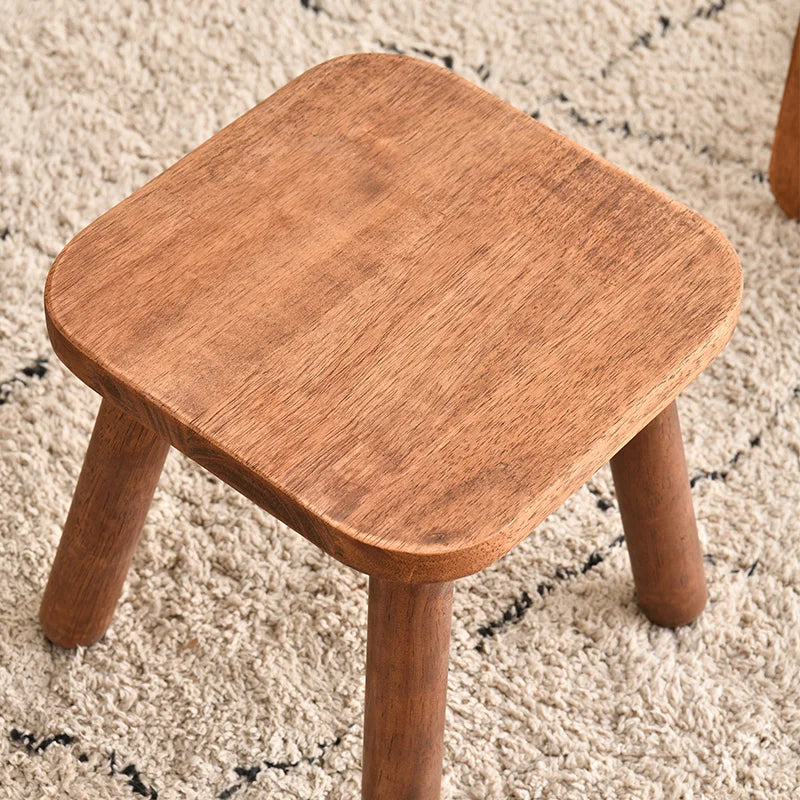 Solid Wood Shoe Changing Stool — Entryway & Bedroom Accent Seat