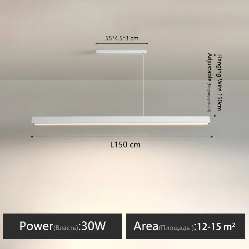 Modern Linear LED Pendant Light — Dimmable Dining Table & Kitchen Bar Fixture