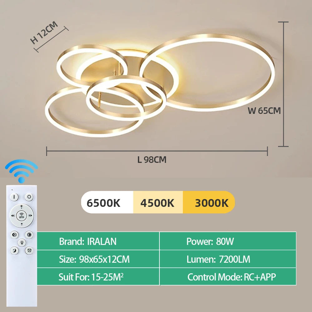 Infinite Dimming Acrylic Chandelier — Modern Multi-Head LED Ceiling Light