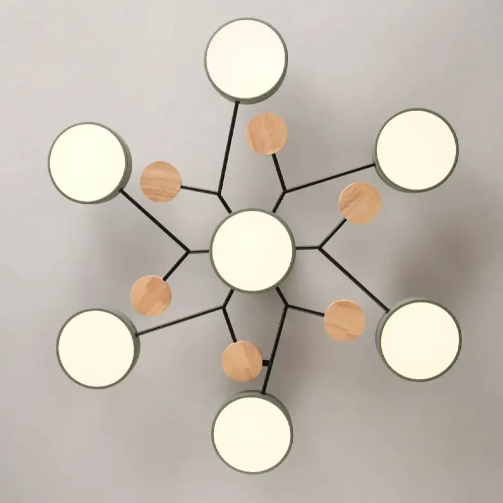 Tri-Color LED Chandelier — Multi-Light Flush Mount Ceiling Fixture