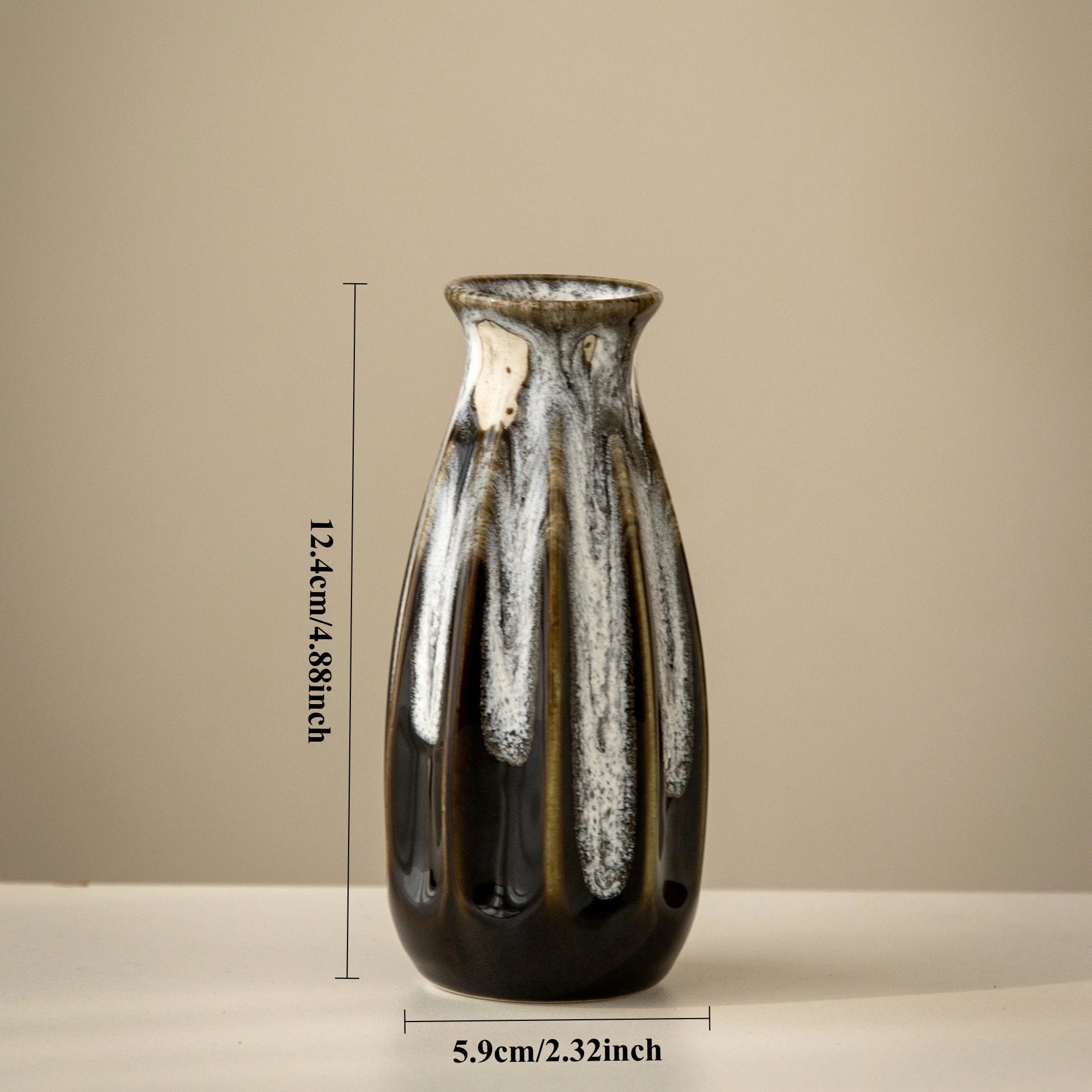 Japanese Kiln-Glazed Ceramic Vase — Handmade Retro Foyer Vessel