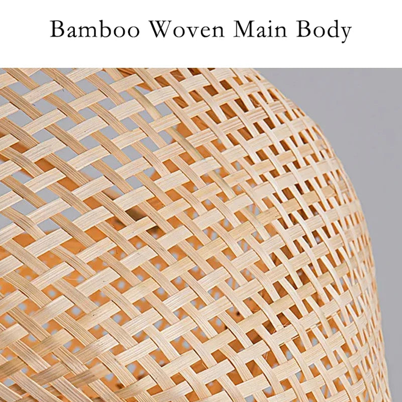 Hand-Woven Bamboo Lantern Pendant Light — Vintage Dining & Bedroom Fixture