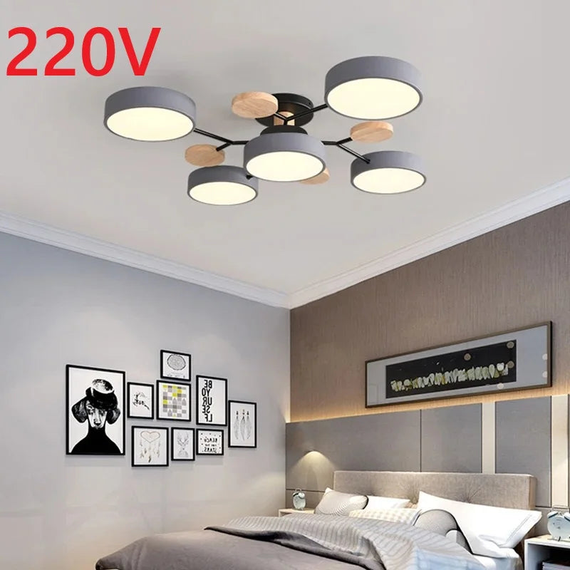 Tri-Color LED Chandelier — Multi-Light Flush Mount Ceiling Fixture
