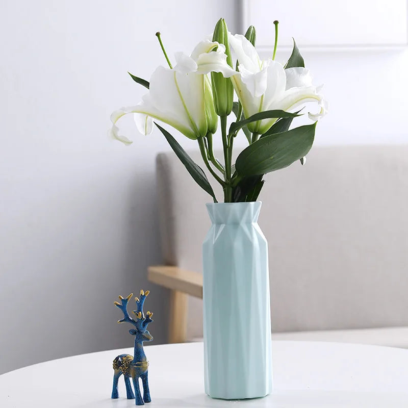 Ceramic-Look Dried Flower Vase — Wedding & Courtyard Ornament