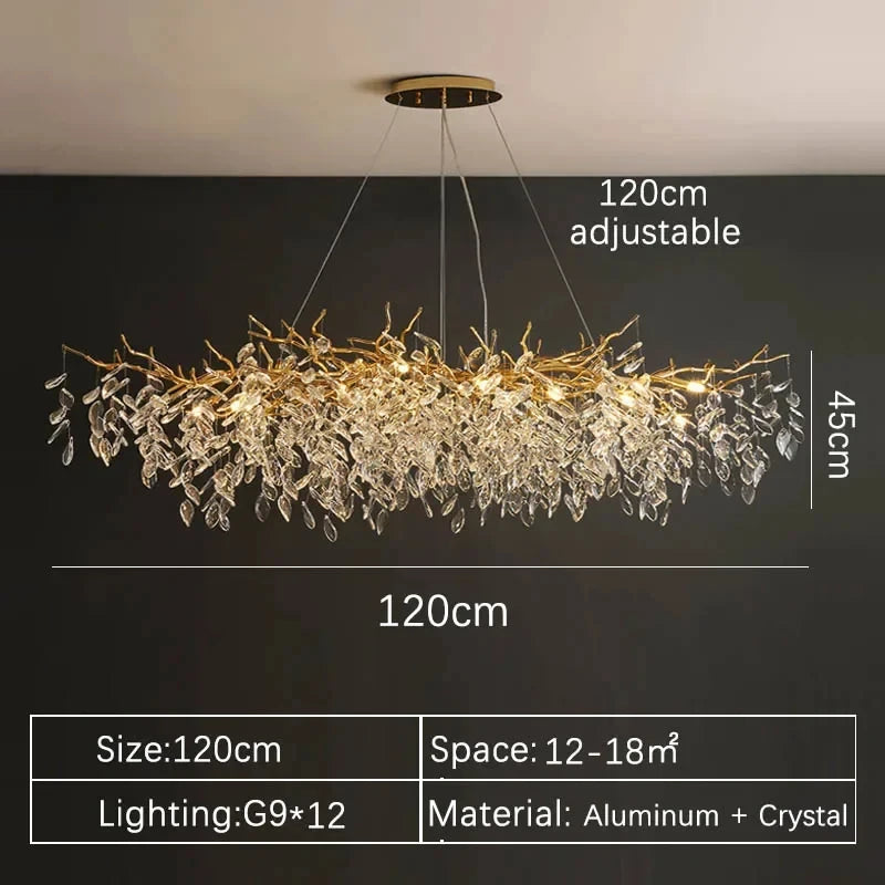 Gold Crystal Chandelier — Luxury LED Ceiling Fixture for Dining & Living Rooms