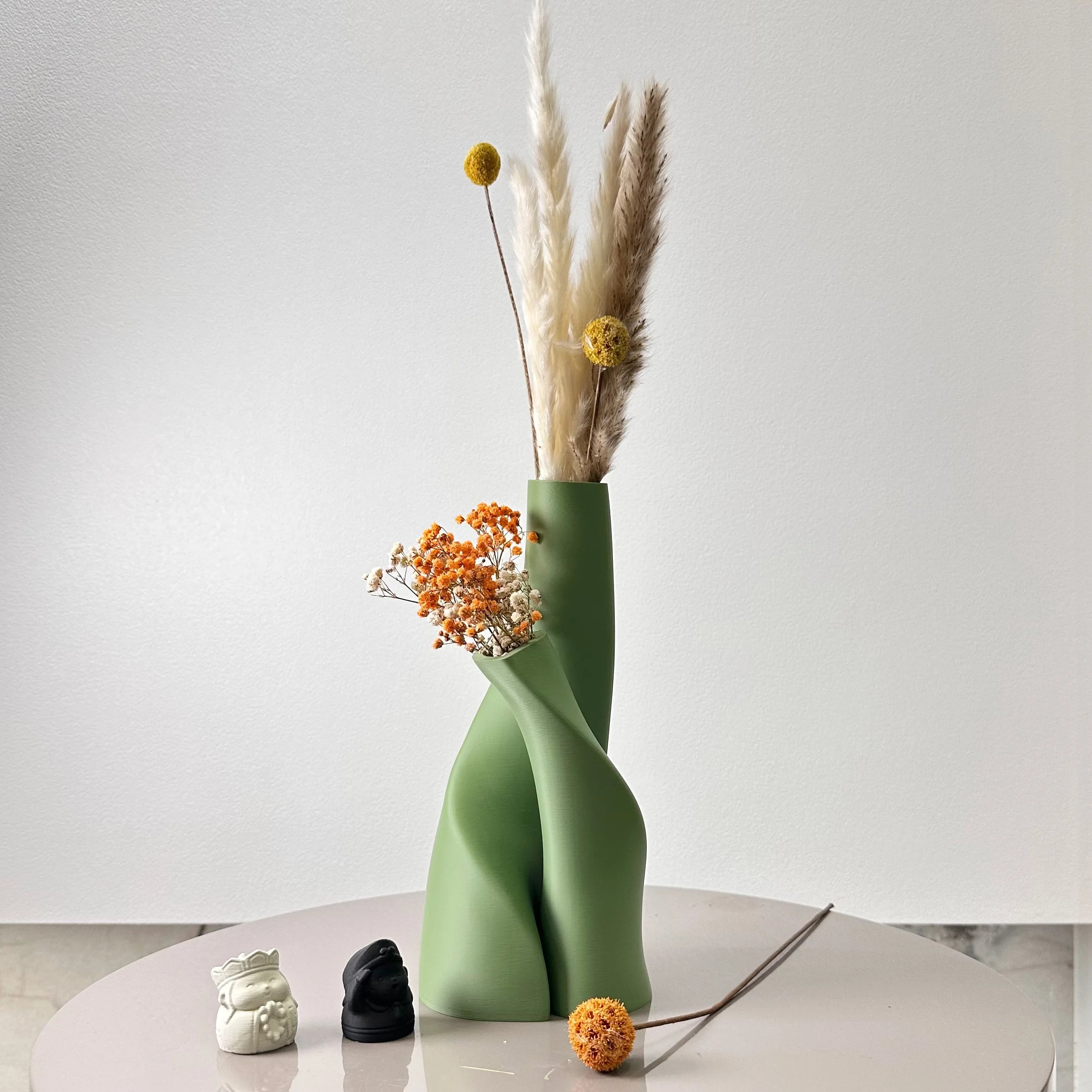 Special-Shaped Double Vase Set (2-Piece) — Sculptural Dried Flower Duo