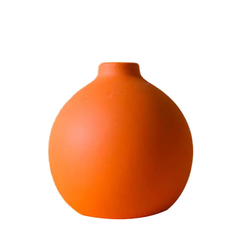 Nordic Solid-Color Ceramic Vase — Minimalist Bottleneck Flower Pot