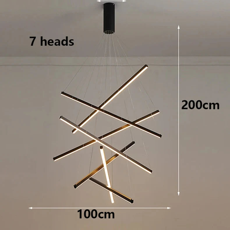 Multi-Head Brushed Steel Chandelier — Dimmable Smart Ceiling Light for Living & Dining Room