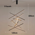 Multi-Head Brushed Steel Chandelier — Dimmable Smart Ceiling Light for Living & Dining Room