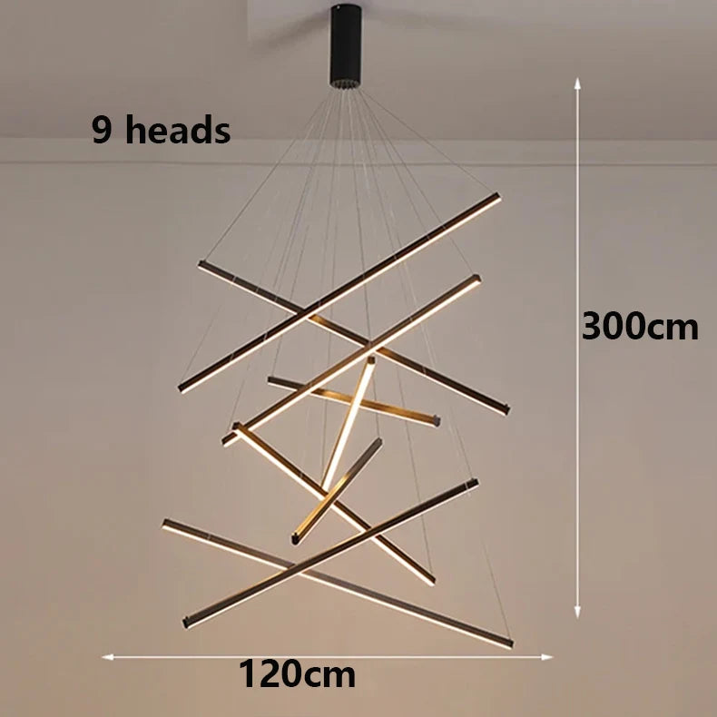 Multi-Head Brushed Steel Chandelier — Dimmable Smart Ceiling Light for Living & Dining Room
