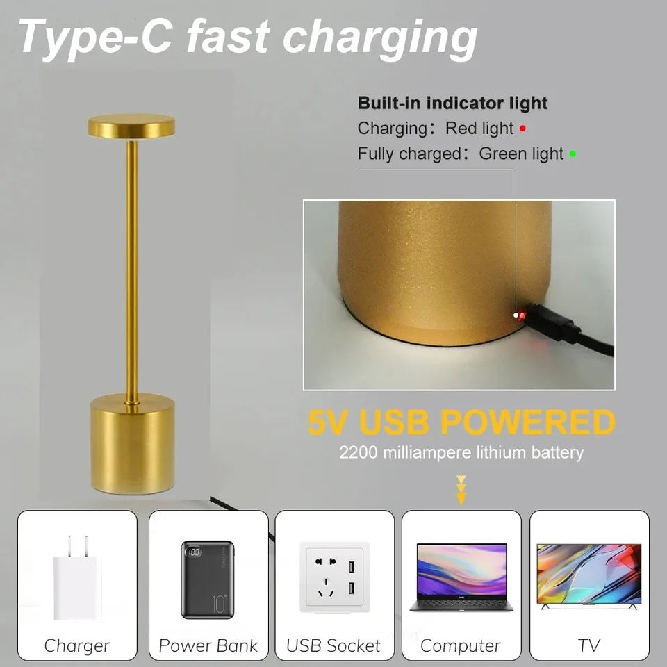 Crystal Rechargeable Touch Desk Lamp — 3-Color Dimmable Ambient Light