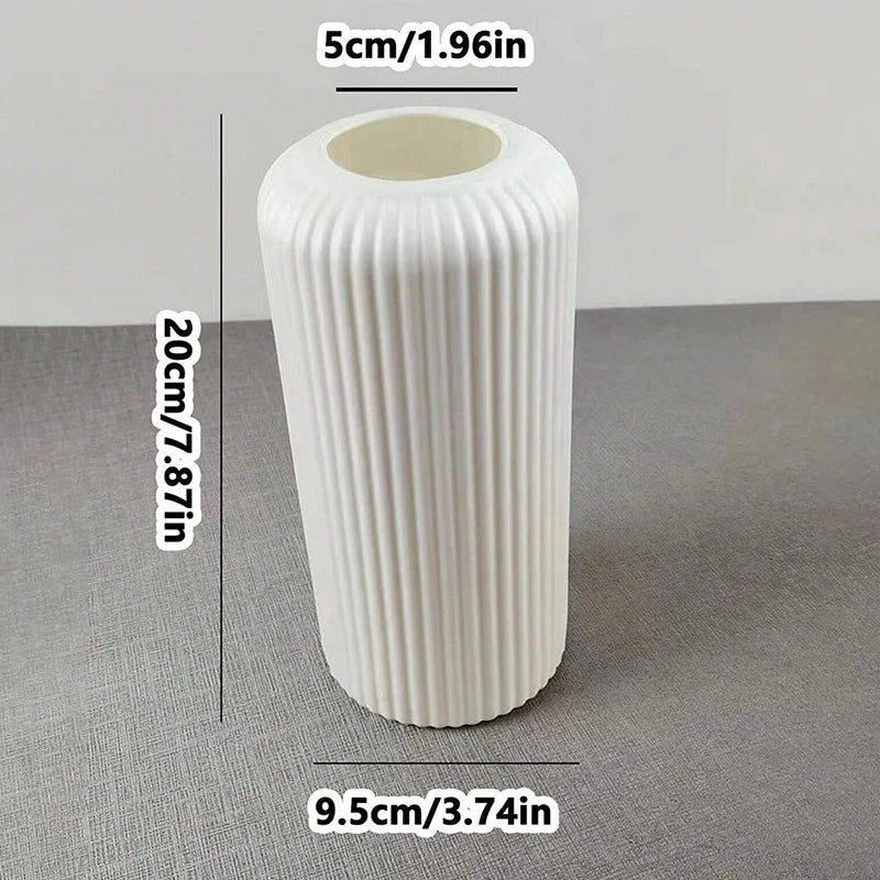 Striped Ceramic-Look Flower Vase — Modern Decorative Vessel