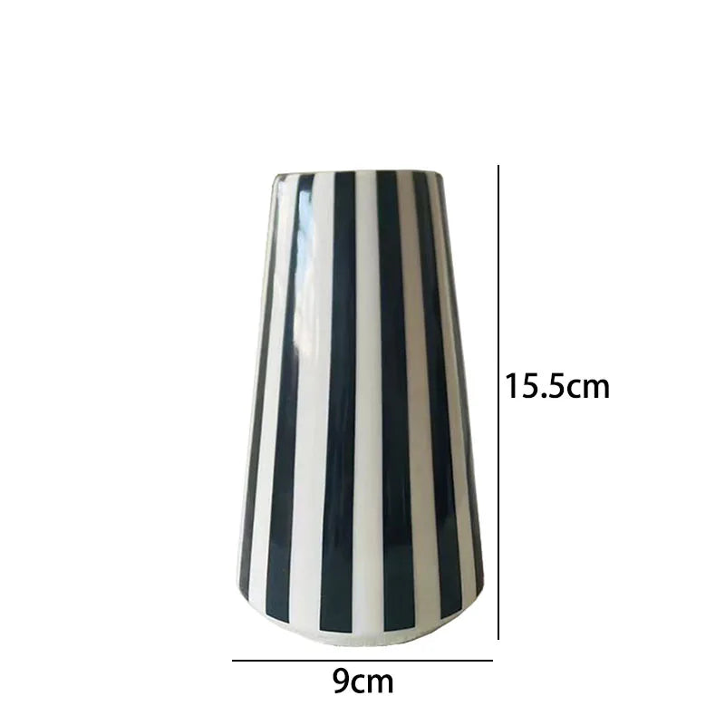 Black & White Checkered Ceramic Vase — Minimalist Statement Piece
