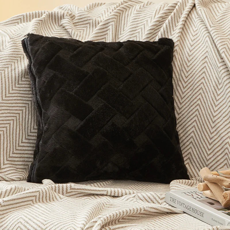 Plush Knit Throw Pillow Cover — Soft Square & Lumbar Cushion Cover