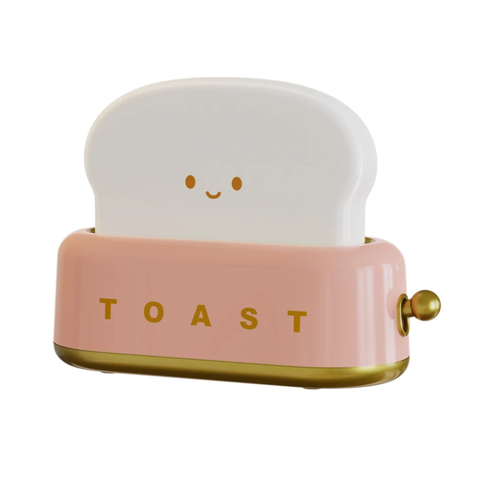 Toaster Alarm Clock Night Light — Dimmable USB Rechargeable Kids Lamp