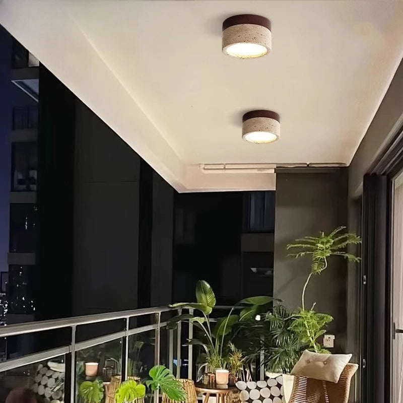 Walnut Gypsum Corridor Ceiling Light — Multi-Head Hallway Fixture