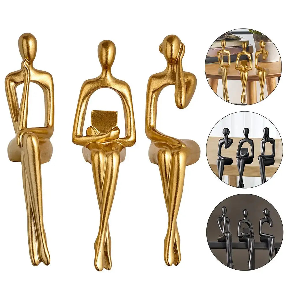 Abstract Desktop Thinker Figurine — Resin Nordic Office Sculpture