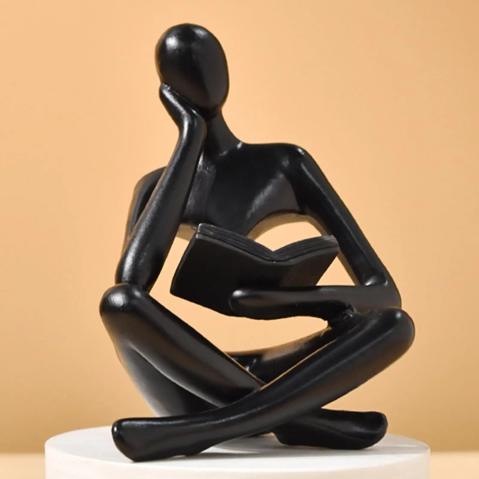 Abstract Thinker Statue — Reading Sculpture Bookshelf Decor