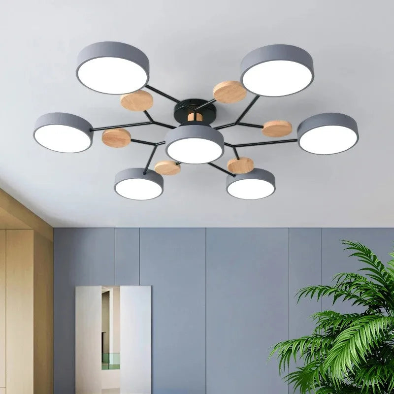 Tri-Color LED Chandelier — Multi-Light Flush Mount Ceiling Fixture