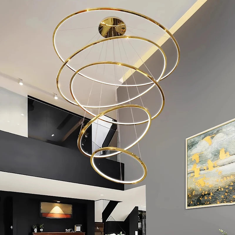 Tiered Ring Villa Chandelier — Grand Staircase Ceiling Light