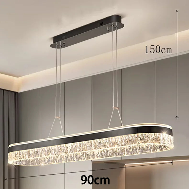 Linear LED Strip Chandelier — Gold & Black Modern Ceiling Light