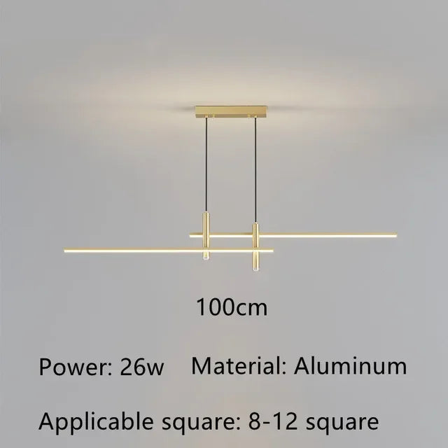 Modern Gold & Black LED Dining Chandelier — Minimalist Kitchen Pendant Fixture