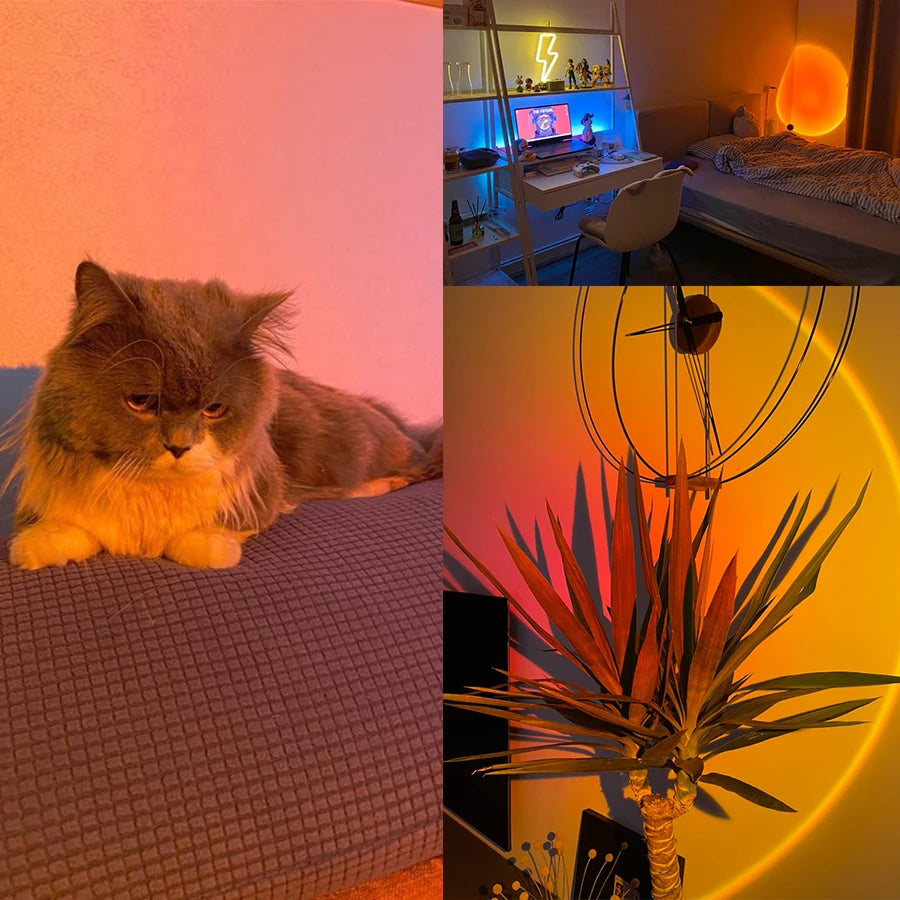 Sunset Projector Lamp — Rotating Mood Light for Photography & Decor