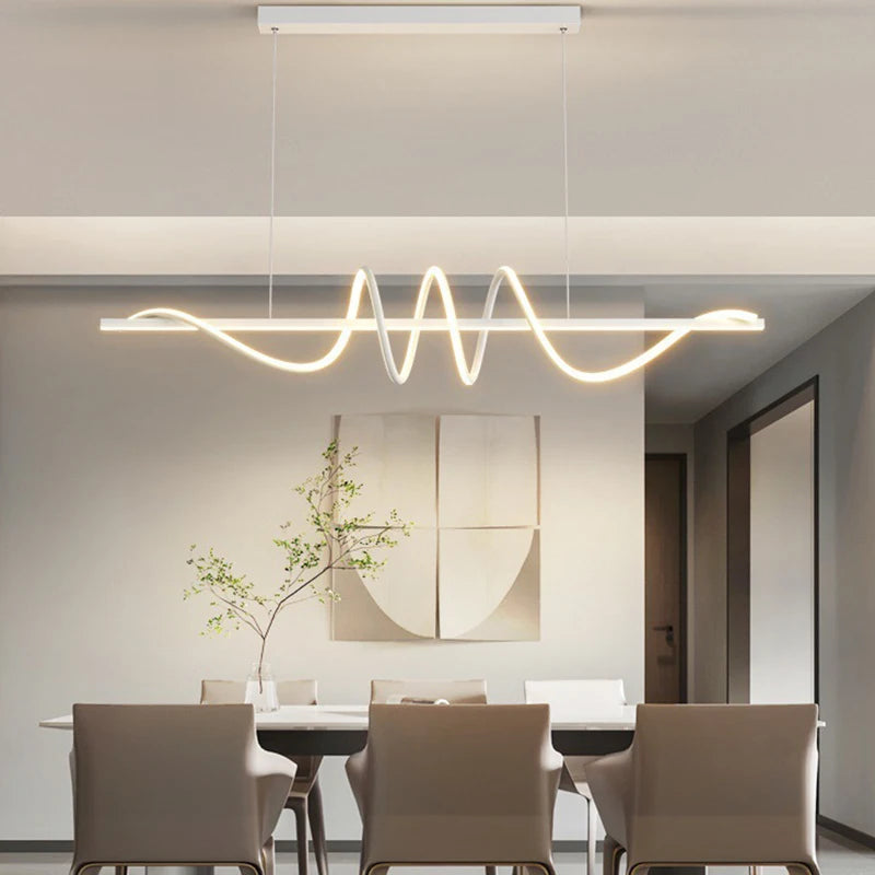 Spiral Linear Pendant Chandelier — Stepless Dimming Kitchen Island Light