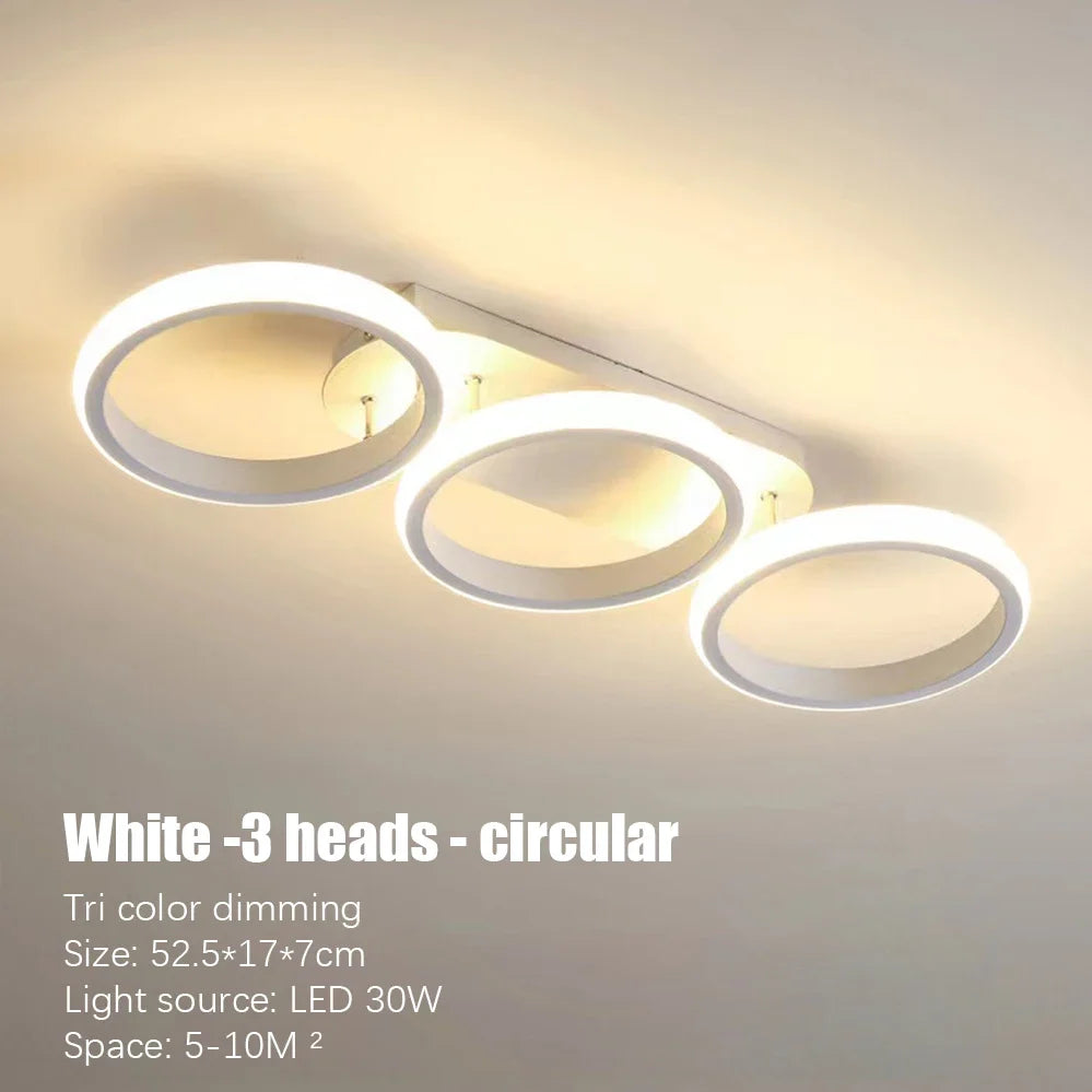 Nordic Tri-Color LED Ceiling Light — Square & Round Corridor Fixture
