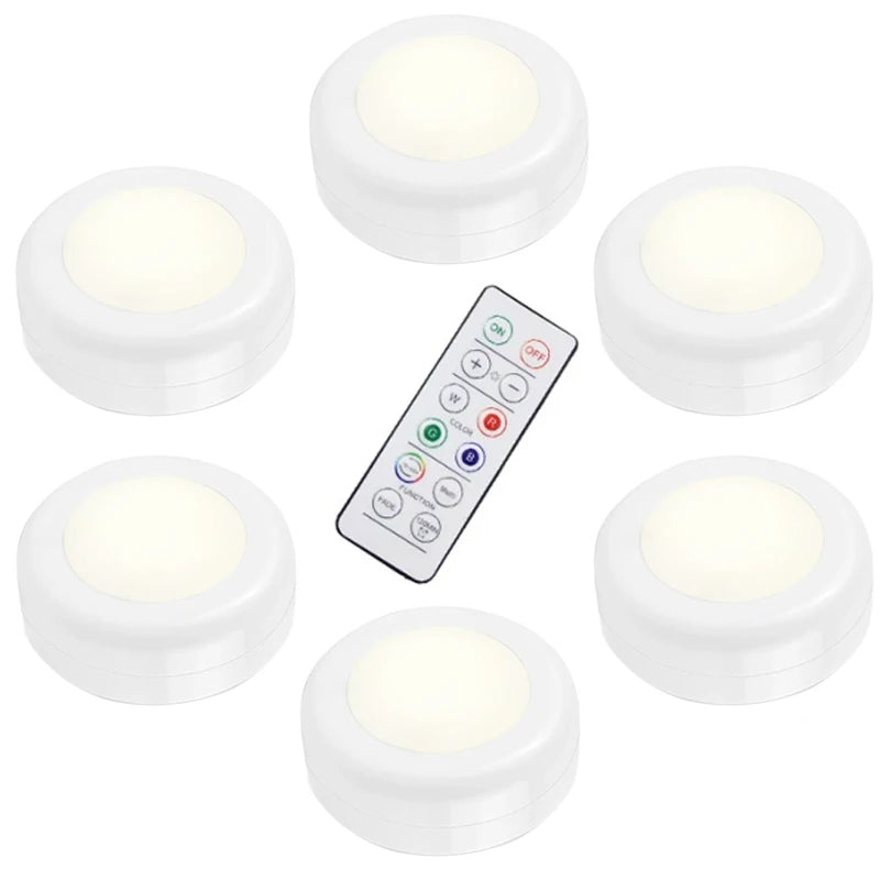 Remote Control Puck Light Kit — Battery-Powered Dimmable Cabinet Lights