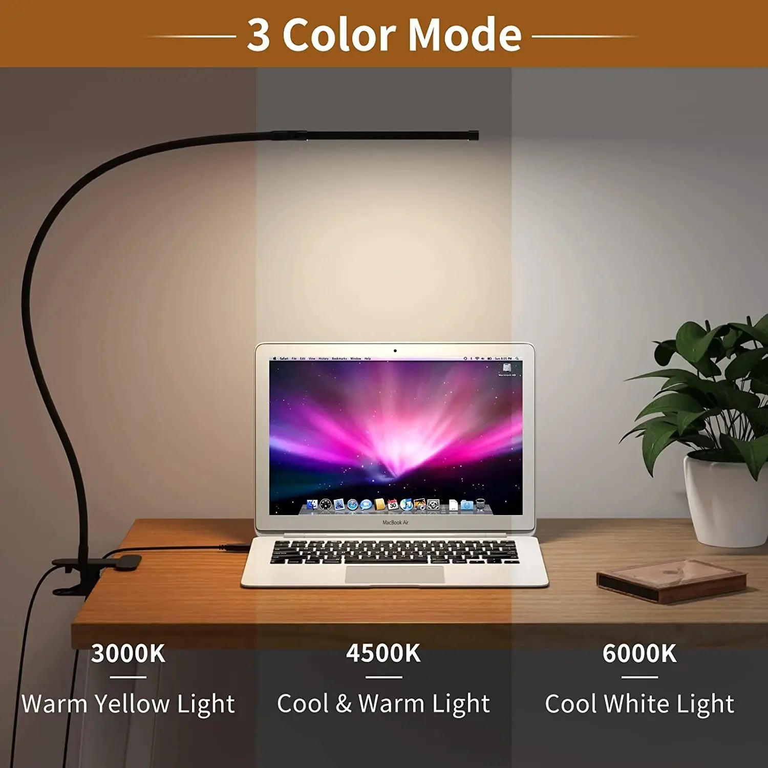 Clip-On LED Desk Lamp — Dimmable USB Reading Light with Clamp