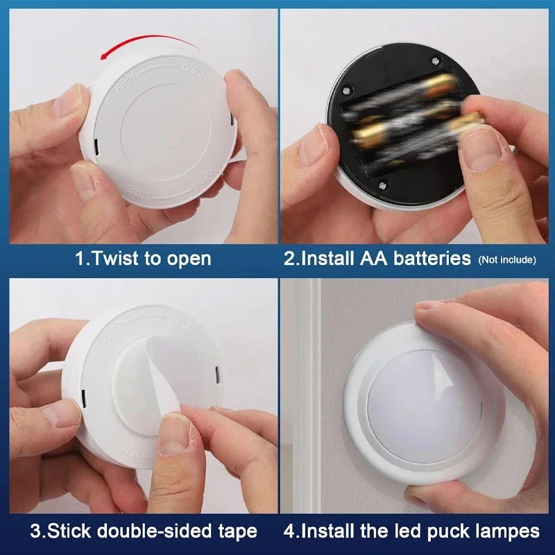 Remote Control Puck Light Kit — Battery-Powered Dimmable Cabinet Lights