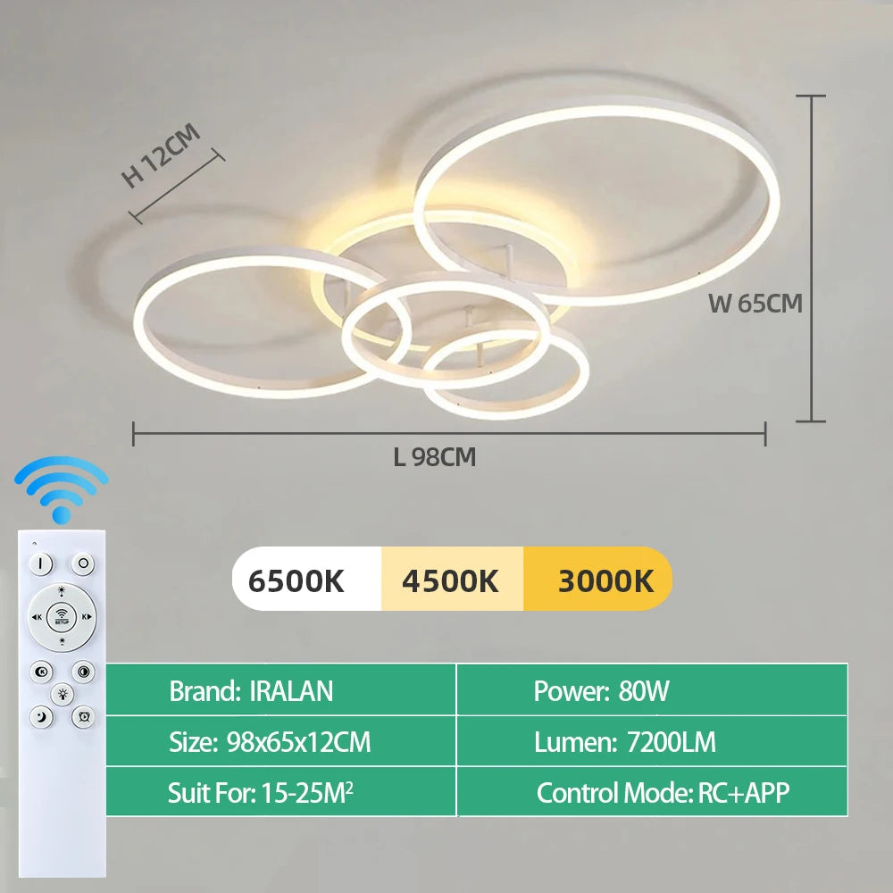 Infinite Dimming Acrylic Chandelier — Modern Multi-Head LED Ceiling Light