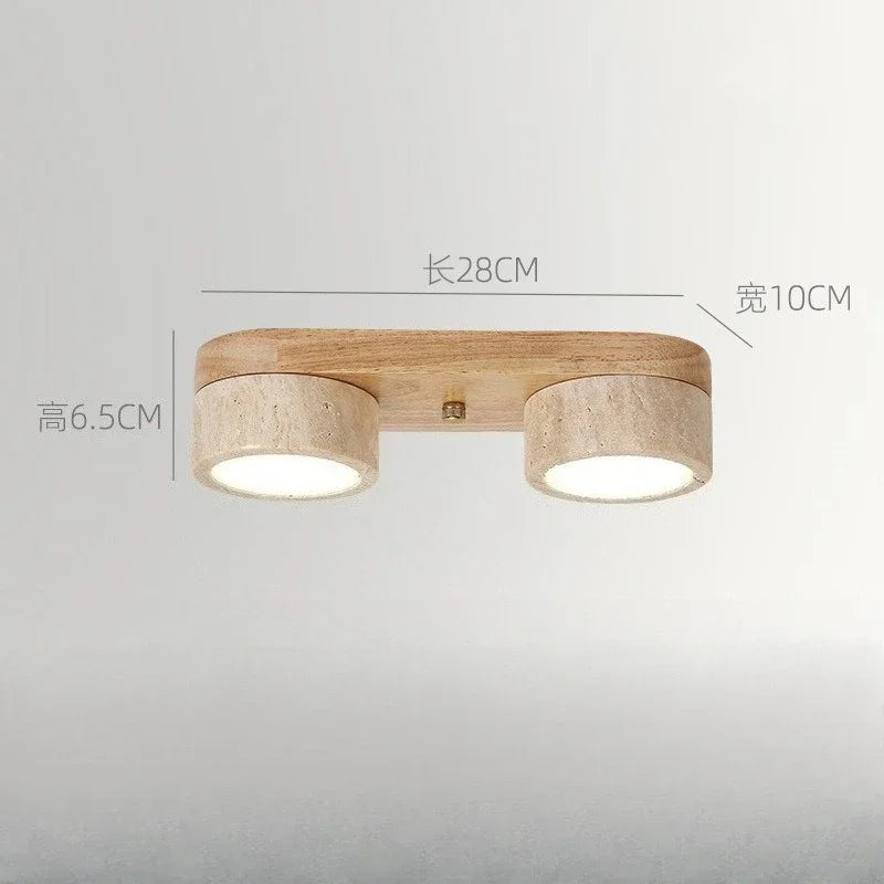 Walnut Gypsum Corridor Ceiling Light — Multi-Head Hallway Fixture