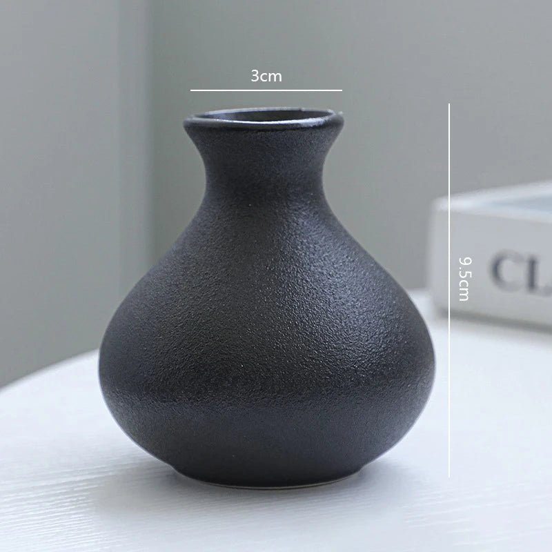 Matte Black Ceramic Vase Set (5-Piece) — Modern Minimalist Centerpieces