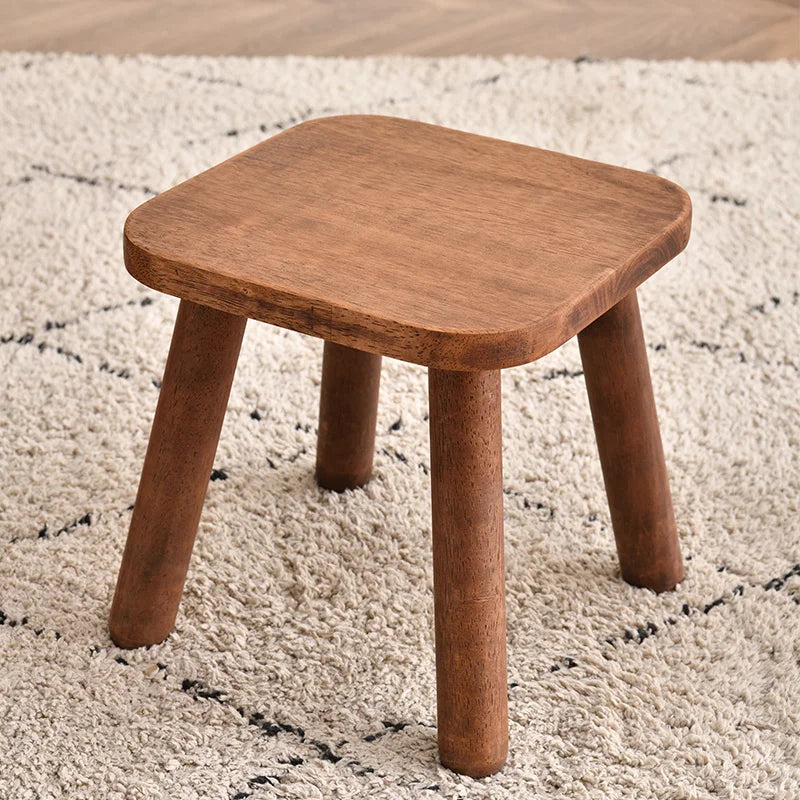 Solid Wood Shoe Changing Stool — Entryway & Bedroom Accent Seat