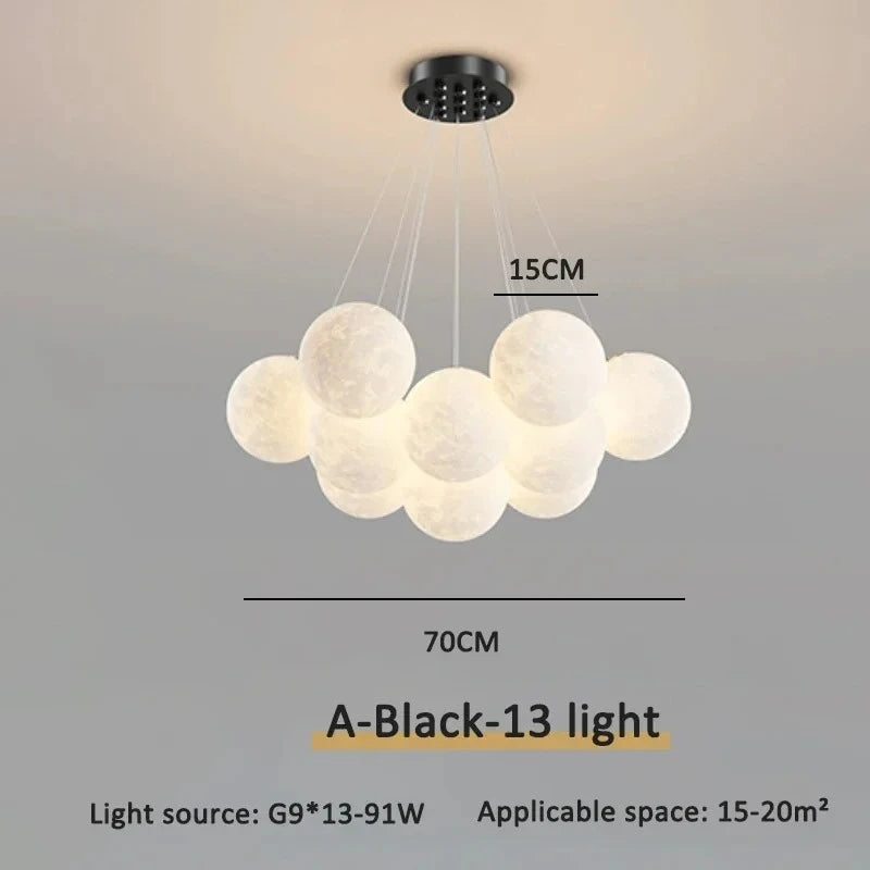 Cream Ball Cluster Chandelier — Modern Orb Pendant Ceiling Light