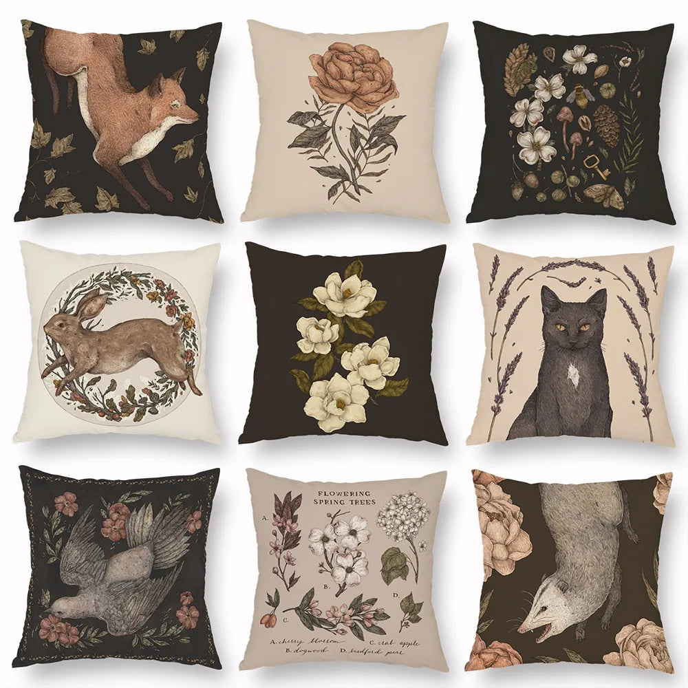 Woven Animal Print Pillow Cover — Textured Sofa & Car Cushion