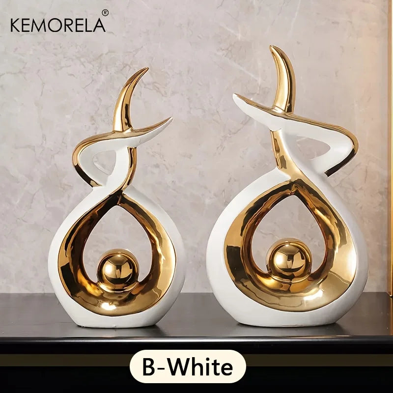 Modern Abstract Ceramic Statue — Sculptural Centerpiece for Living Room