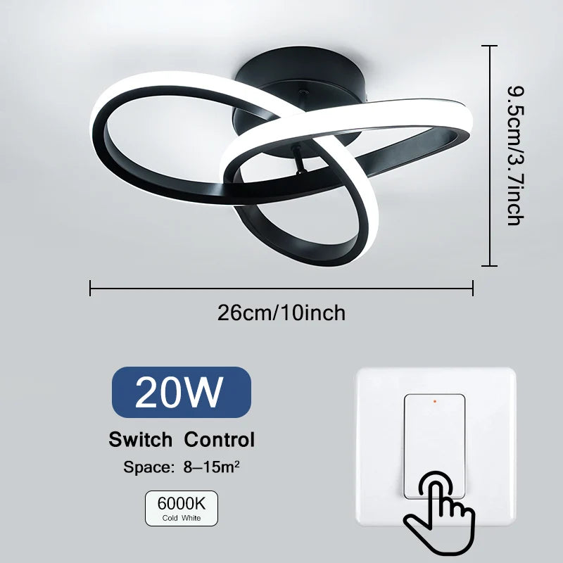 Modern Tri-Color LED Ceiling Light — Surface-Mount Bedroom & Dining Fixture